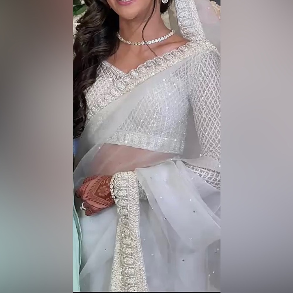 Seema Gujral Sky blue organza saree (Custom made) bridal wedding wear